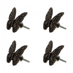 Fém bútorgomb szett, 4 db-os - bronz pillangó (5 cm)